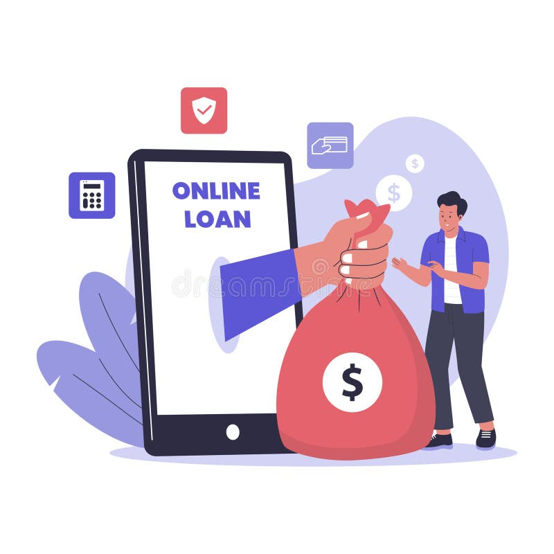 Navi Loan 2025: Best Instant Personal & Home Loan Guide for Beginners 18 Illustration of an online loan process showing instant digital approval and money transfer represented by a hand delivering a money bag from a smartphone screen