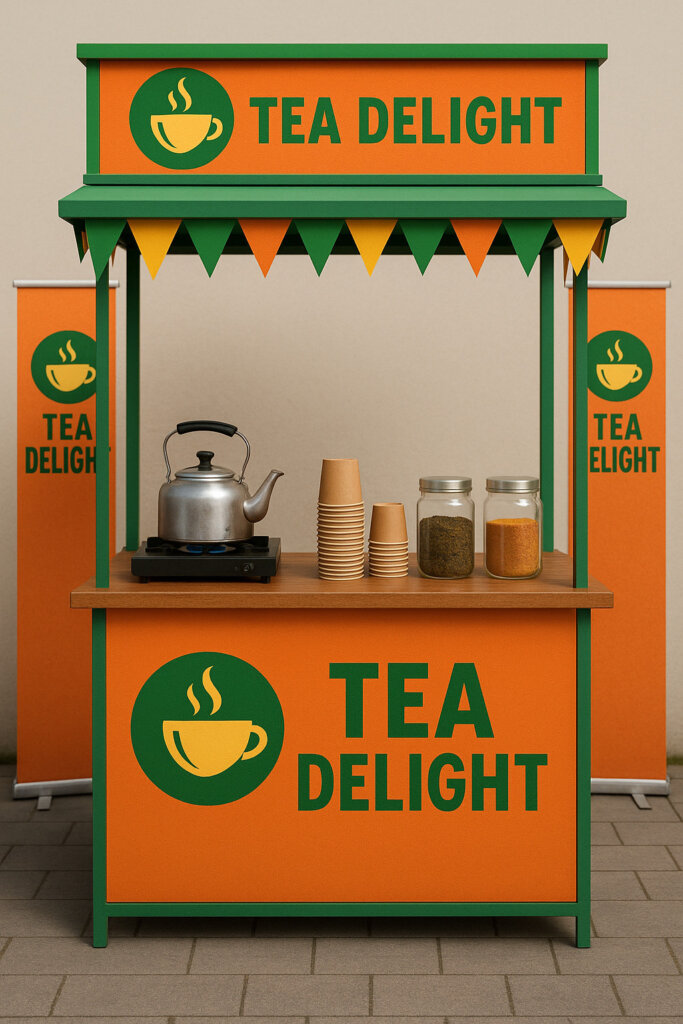 Best Low Investment Franchise Business in India | Easy Beginners Guide 2025 7 Modern tea franchise setup showing compact space requirements and branding elements